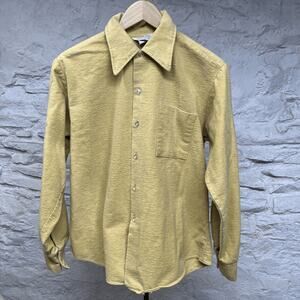 Vintage Chamois Cloth Yellow flannel shirt Large vtg 70s camp work PREST-RITE
